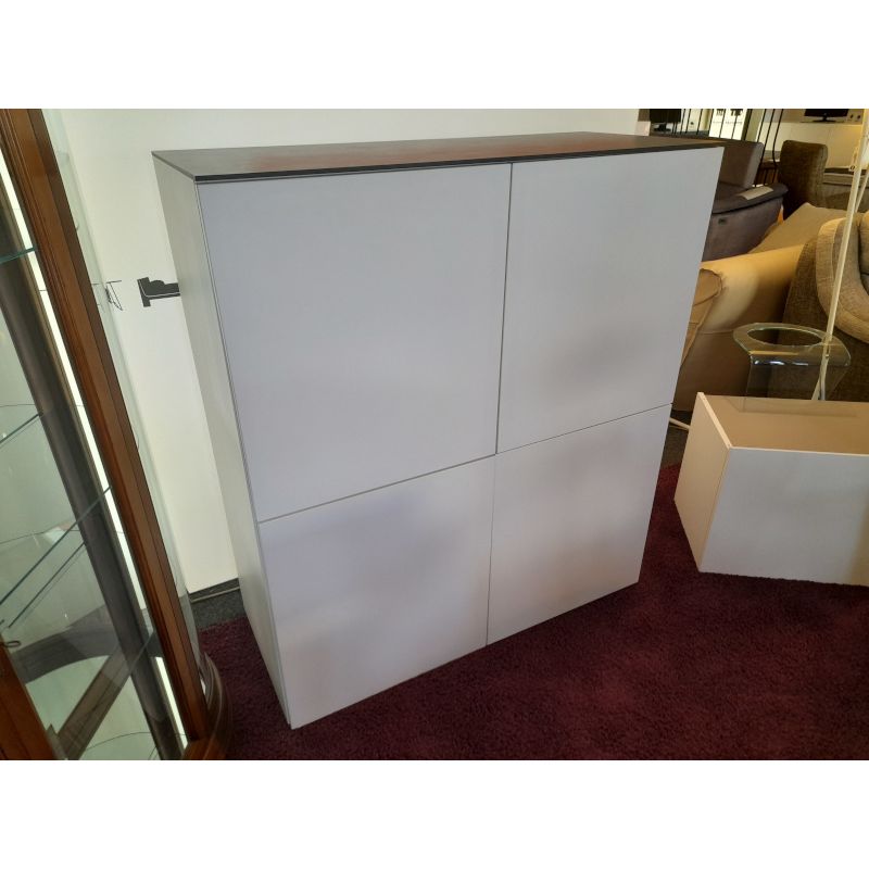 Déstockage Buffet 4 portes design laqué blanc avec plateau céramique DEKTON dessus