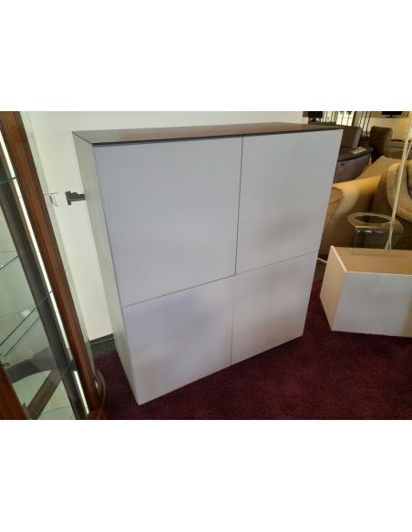 Déstockage Buffet 4 portes design laqué blanc avec plateau céramique DEKTON dessus