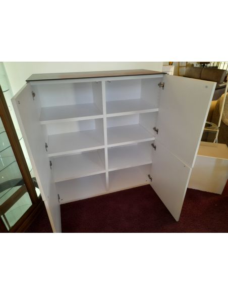 Déstockage Buffet 4 portes design laqué blanc avec plateau céramique DEKTON dessus