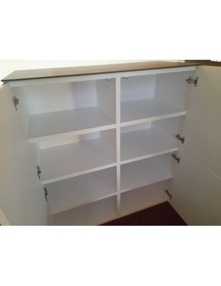 Déstockage Buffet 4 portes design laqué blanc avec plateau céramique DEKTON dessus