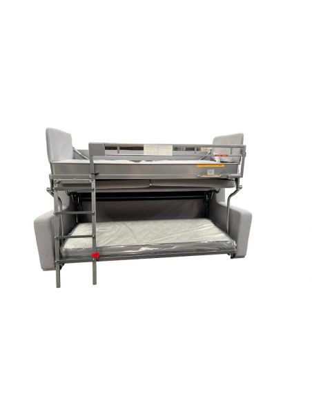 Un canapé-lit qui, grâce à un mécanisme solide et sûr, se transforme en lit superposé avec deux lits