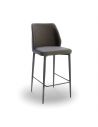 Tabouret métal pieds ronds fuseaux MATHILDE, simili-cuir Magnum