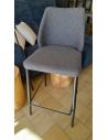 Tabouret métal pieds ronds fuseaux MATHILDE, simili-cuir Magnum