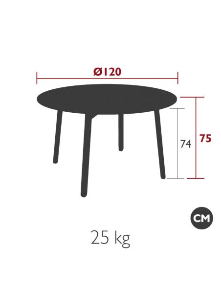 Table de repas de jardin diamètre 120 cm GORDES