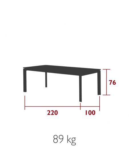 Table de repas de jardin extensible 220-280-340 x 100 cm VALEA