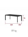 Table de repas de jardin extensible 220-280-340 x 100 cm VALEA