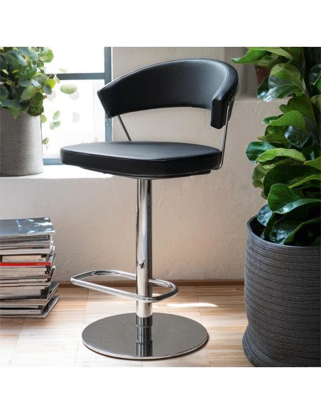 Tabouret rembourré piètement luge pivotant réglable en hauteur NEW YORK CB1088