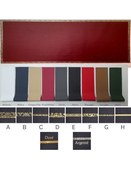 Cuir grain très fin de bureau FLORIDA sur mesure, vachette napa, avec dorure