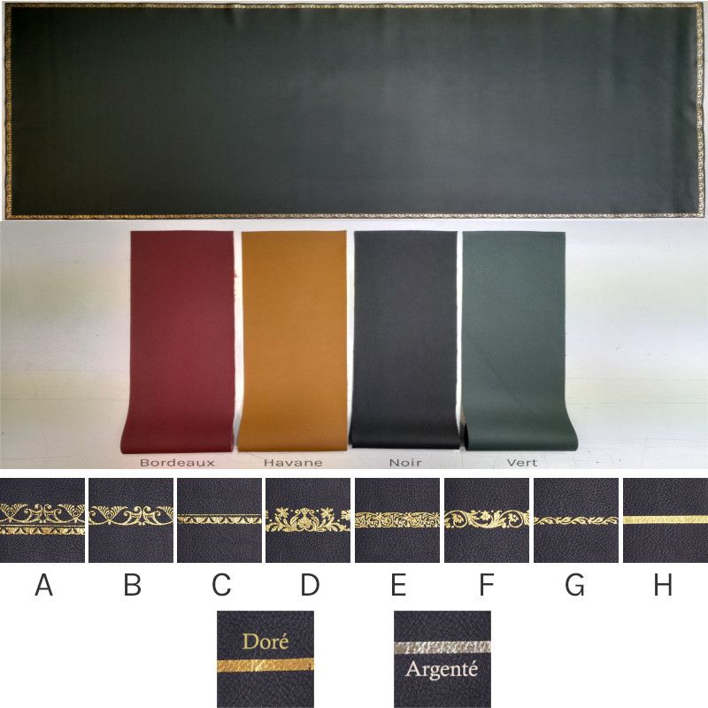 Cuir grain fin de bureau KENYA sur mesure, vachette rectifié, avec dorure