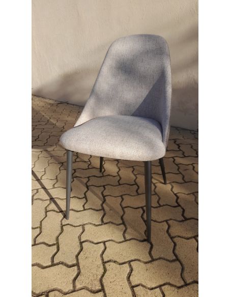Déstockage Chaise ALIZÉE, pieds ronds métal époxy, assise et dossier tissu Flavia