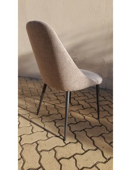 Déstockage Chaise ALIZÉE, pieds ronds métal époxy, assise et dossier tissu Flavia