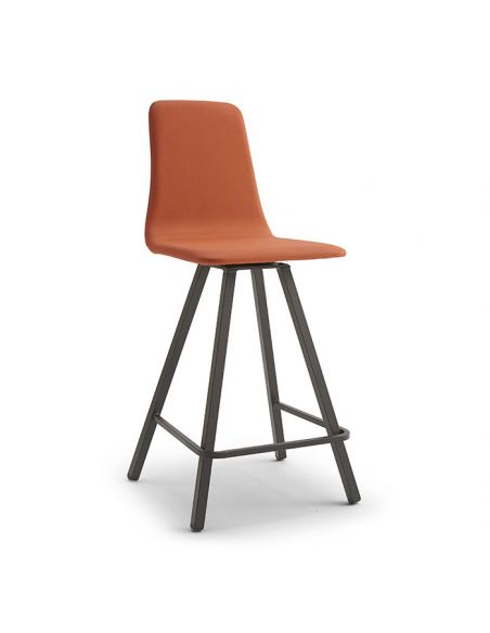 Tabouret pivotant CARLOS, hauteur assise 65 cm, cuir Keen