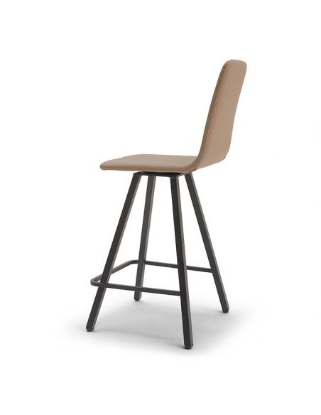 Tabouret pivotant CARLOS, hauteur assise 65 cm, cuir Keen