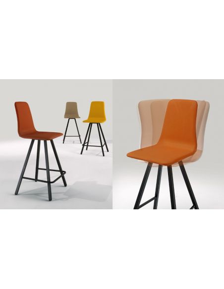 Tabouret pivotant CARLOS, hauteur assise 65 cm, cuir Keen