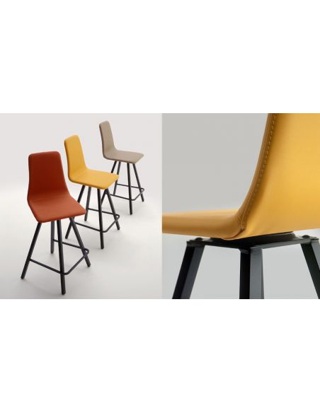 Tabouret pivotant CARLOS, hauteur assise 80 cm, cuir Keen