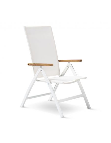 Fauteuil relaxation de jardin BENISA aluminium et teck