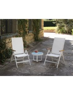 Fauteuil relaxation de jardin BENISA aluminium et teck 2