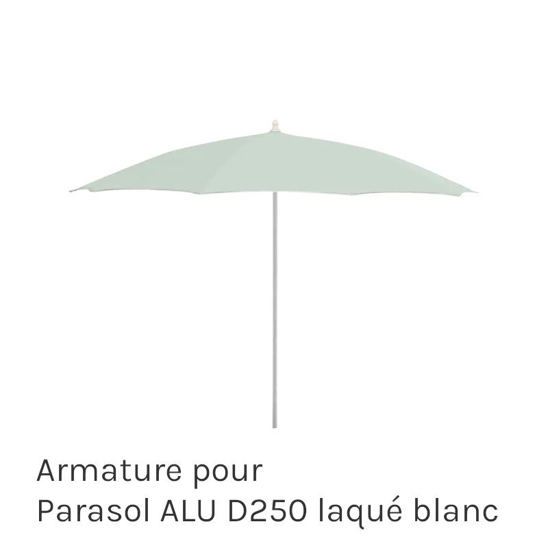Armature pour parasol ALU diamètre 250 cm laqué blanc