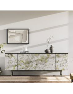 Buffet 4 portes 4 tiroirs HOME LIVING entièrement recouvert de céramique DEKTON, longueur 250 cm, hauteur 93 cm