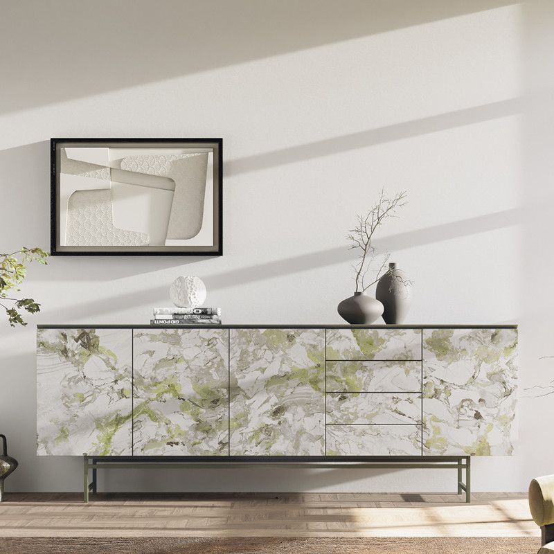 Buffet 4 portes 4 tiroirs HOME LIVING entièrement recouvert de céramique DEKTON, longueur 250 cm, hauteur 93 cm