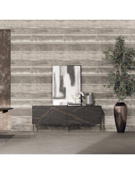 Buffet 4 portes HOME LIVING entièrement recouvert de céramique DEKTON, longueur 200 cm, hauteur 93 cm