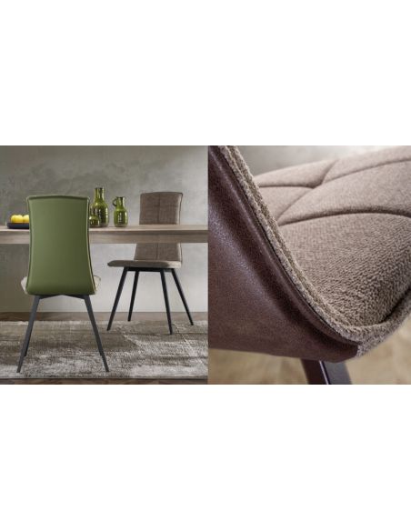 Chaise OREGON pieds ronds en métal époxy, tissu simili-cuir Infinity
