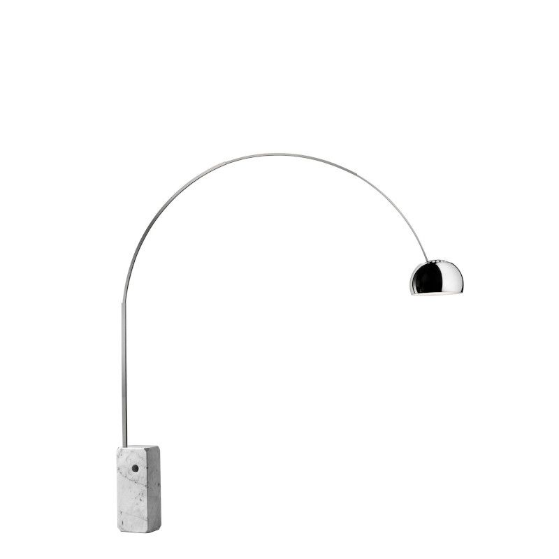 Lampadaire à lumière directe, base en marbre blanc ARCO FLOS, reconditionnée