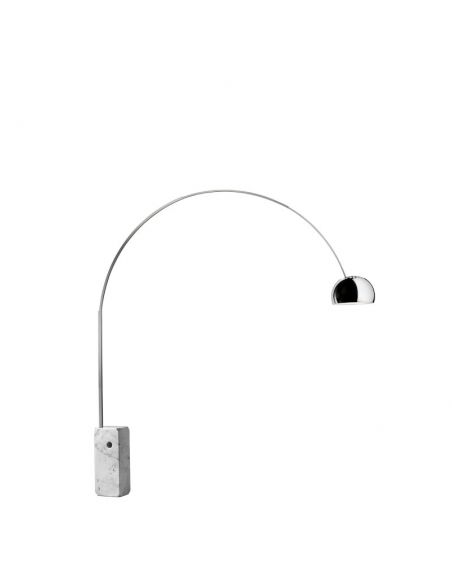 Lampadaire à lumière directe, base en marbre blanc ARCO FLOS, reconditionnée
