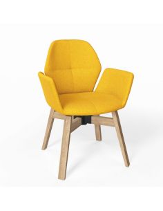 Chaise fixe rotative MOOD 95 M0312, recouvrement Hip Hop yellow, pieds chêne natural E01