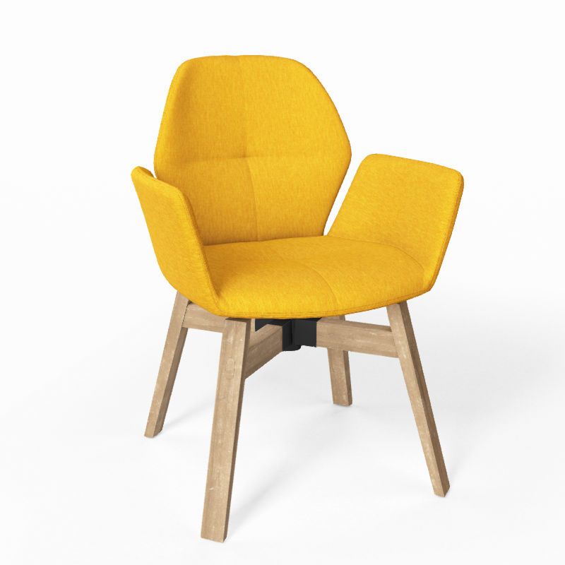 Chaise fixe rotative MOOD 95 M0312, recouvrement Hip Hop yellow, pieds chêne natural E01