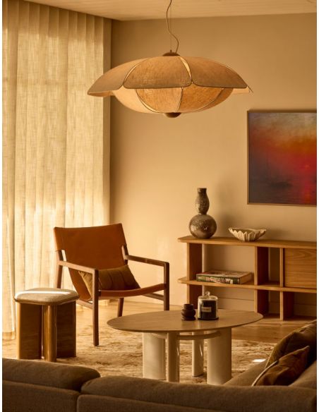 Suspension XL 5 lumières COQUILLAGE D110 lin écru