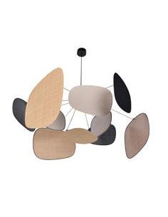 Suspension XL 1 lumière esprit mobile SCREEN 70'S bouleau/raphia/lin noir