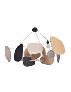 Suspension XXL 1 lumière esprit mobile SCREEN 70'S bouleau/raphia/lin noir