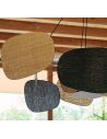 Suspension XXL 1 lumière esprit mobile SCREEN 70'S bouleau/raphia/lin noir