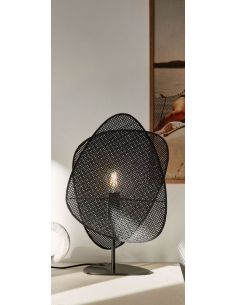 Lampe base en métal peint SCREEN cannage noir 2