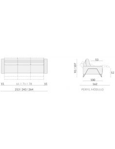 Canapé relaxation électrique EINAR 3 places, longueur 243 cm