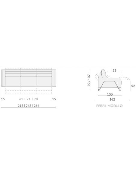 Canapé relaxation électrique EINAR 3 places, longueur 243 cm