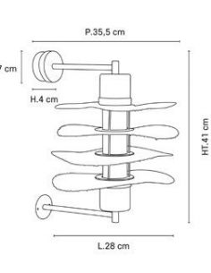 Applique 1 lumière superposition de 4 abat-jour en matière Varian® RIVAGE S naturel 2