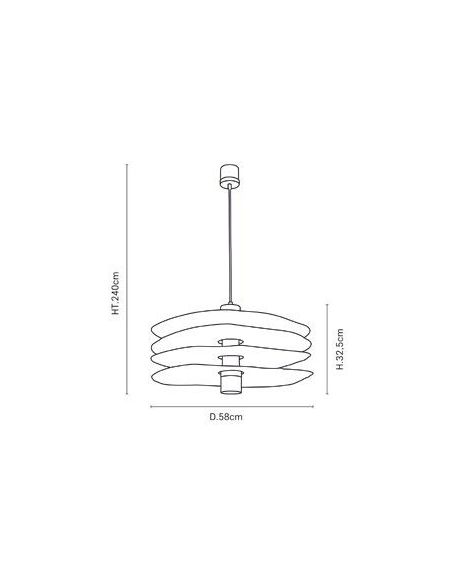 Suspension 2 lumières superposition de 4 abat-jour en matière Varian® RIVAGE S naturel