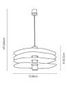 Suspension 2 lumières superposition de 4 abat-jour en matière Varian® RIVAGE S naturel