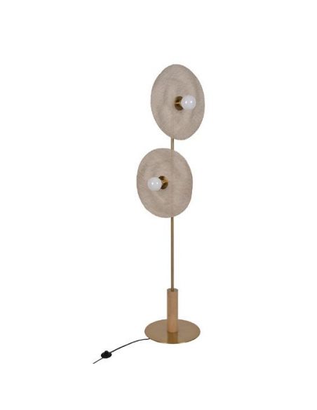 Lampadaire 2 lumières RIVAGE laiton/naturel