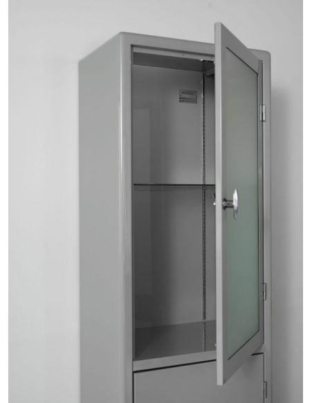 Vitrine métallique 1 porte en verre & 1 porte en métal CLASSIC LINE SB 422-2