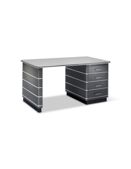 Bureau métallique 2 tiroirs + 1 tiroir à dossiers (côté droite) avec moulures décoratives CLASSIC LINE TB 225-1