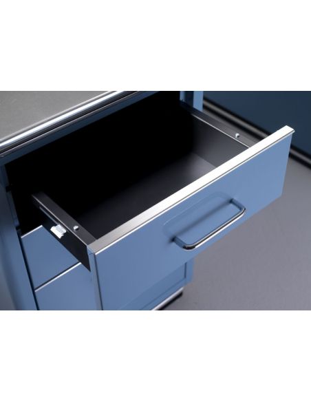 Bureau métallique 2 tiroirs + 1 tiroir à dossiers (côté droite) avec moulures décoratives CLASSIC LINE TB 225-1