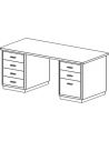 Bureau métallique 4 tiroirs (côté gauche) + 2 tiroirs et 1 tiroir à dossiers (côté droit) sans moulures décoratives CLASSIC LINE