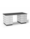 Bureau métallique 4 tiroirs (côté gauche) + 2 tiroirs et 1 tiroir à dossiers (côté droit) avec moulures décoratives CLASSIC LINE