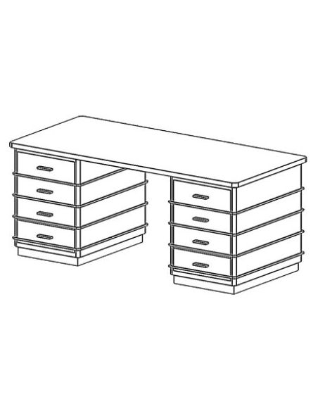 Bureau métallique 4 tiroirs (de chaque côté) avec moulures décoratives CLASSIC LINE TB 229-5