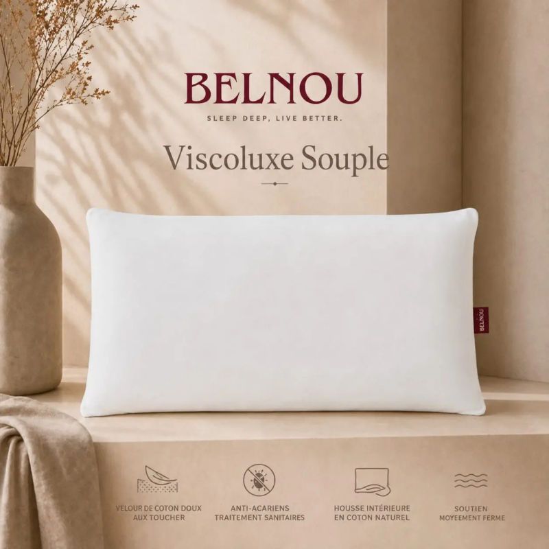 Oreiller en mousse à mémoire de forme viscoélastique VISCOLUXE SOUPLE