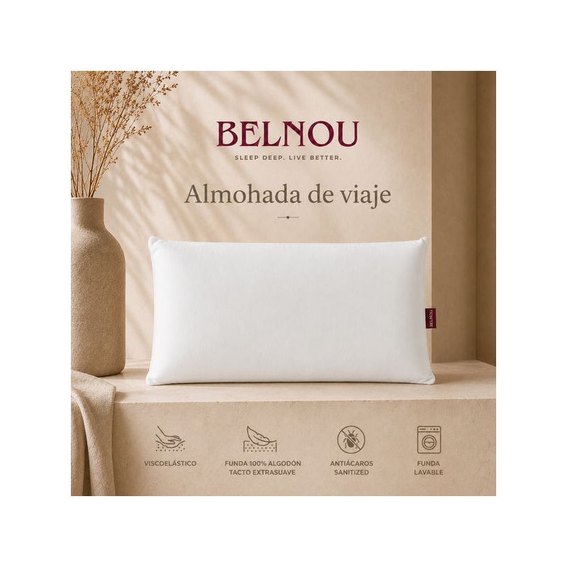 Oreiller en mousse à mémoire de forme viscoélastique VISCO VOYAGE 43 x 23