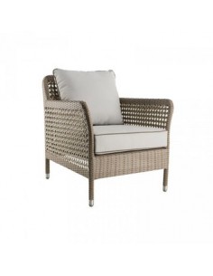 Fauteuil en résine récif Antibes 648/1 avec coussin tissu perle T552